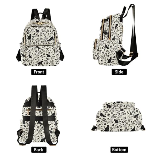 Women Fashion Backpack Purse Casual Lightweight Travel Shoulder Bag Flowers Cat Rucksack Ladies Bag, Small - color: Color 01, size: Small