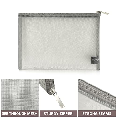 EASYFUN Mesh Pouch, Make up Bag with Zipper Cosmetic Organizer Pouch for Daily or Travel to Keep Small Items, 4 PCS Grey - color: Dark Grey