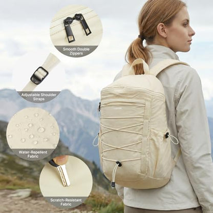 G4Free Hiking Backpack for Women Men 20L Lightweight Travel Backpacks Daypack Outdoor Daily Camping, Beige - color: Beige