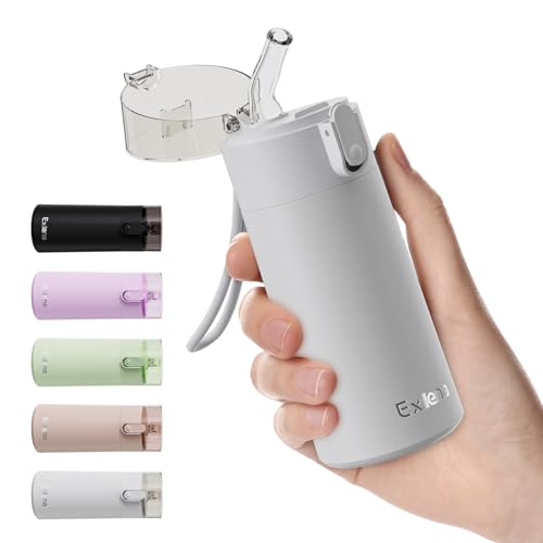5oz Small Water Bottles with Straw, Mini Water Bottle One-Hand Open Design, Leak-Proof Locking Lid for Hot&Cold Drinks, Small Travel Water Bottle - 100% Leakproof for School, Travel...(Light Grey) - color: Light Grey, size: 5.1 Ounces