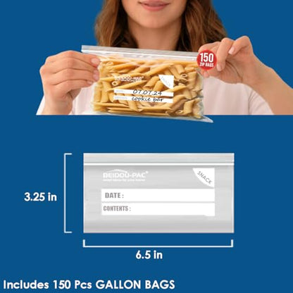 BEIDOU-PAC Combo Storage Zip Bags 350 Count, Resealable Variety Pack With Organizer, Reclosable Clear Plastic Snack, Sandwich, Quart, Gallon Assorted Size Bags - style: Zip | Variety Pack | 350 count