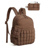 BAGSMART Mini Backpacks for Women, Puffy Checkered Quilted Small Backpack with Pouch, Lightweight Daypack Purse, Water-Resistant Bookbag for Daily Travel College, 2-in-1 Set, Coffee Brown - color: Coffee Brown