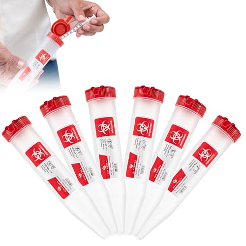 Sharps-Shuttle - Single Use Travel Sharps Container for Needles Syringes - Portable Small Sharp Containers with Locking Lid, Puncture Resistant Transportable Needle Disposal Containers 6 Pack - size: 6.5in Pointed-End (6Pk)