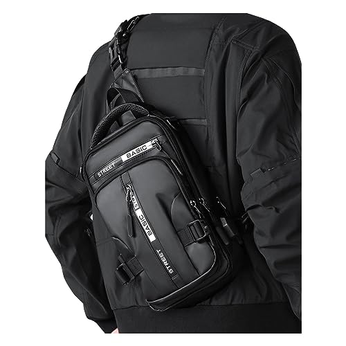 Large Black Sling Bag for Men, Shoulder Messenger Bag for Mens, Anti Theft One Strap Motorcycle Backpack Sling Chest Bag for Casual Hiking Walking Biking Travel Cycling Outdoor Sports - color: Black-large
