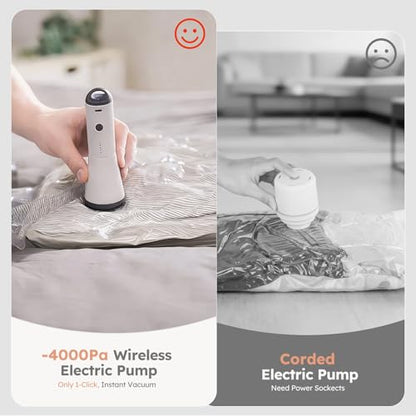 Portable Wireless Vacuum Sealer Pump,Powerful Air Compressor for Luggage Compression Bags with USB Fast Charging & Rechargeable
