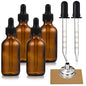 4 Pack, 1 oz Amber Glass Dropper Bottles Plus 2pcs Graduated Calibrated Glass Pipettes (1ml)- 30ml Dark Brown Tincture Bottles with Eye Droppers for Essential Oils, Liquids - Leakproof Travel Bottle - style: Plus 2 Graduated Pipettes
