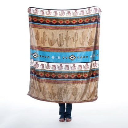 Carstens, Inc. Travel Blanket, Premium Compact 2-in-1 Airplane Blanket/Pillow, Cactus Stripe - color: Cactus Stripe
