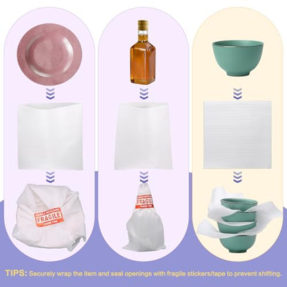 390 Pcs Moving Supplies, 270 Foam Pouches & Foam Sheets, 4 Sizes Packing Foam Pouches with 120 Fragile Stickers for Protect Cushion Dishes China Storage Supplies (7.8X7.8", 7.8X12", 12X12", 12X16") - size: 270PCS-4 Sizes (7.8X7.8, 7.8X12, 12X12, 12X16)