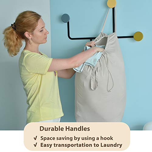 MCleanPin Washable Laundry Bags with Handles,140L Dirty Clothes Storage Bags for Laundry Hamper and Basket with Liner in College Dorm Travel, 2 Pack (Beige) - color: Beige