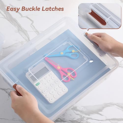 Clear Plastic Storage Bins with Lids Stackable Storage Box for Crafts, Supplies (Large 4Pack Brown) - size: Large 4Pack Brown