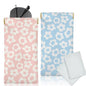 Glasses Case Soft, Eyeglass Cases for Women Portable Squeeze Top PU Leather 2 Pack Glasses Pouch with Cleaning Cloth - color: 2pcs Pink Flowers+blue Flowers