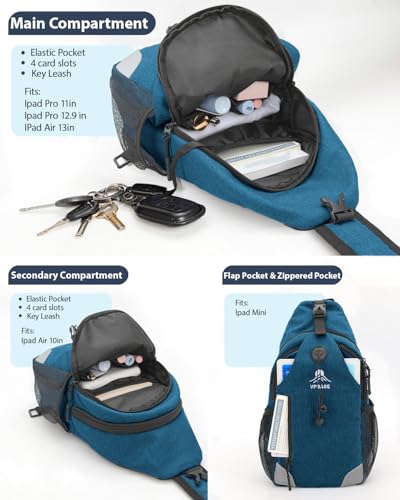 Sling Backpack for Women & Men, Crossbody Travel Bag with Water Bottle Holders, 17 Pockets, Quick-Access Phone Pocket, Hidden Security Pocket, Fits 11" Tablet, for Daily Carry, Travel, Theme Parks - color: I-midnight