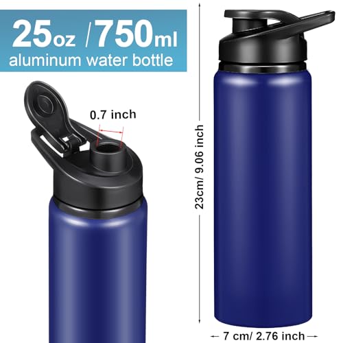 CHENGU 10 Pcs 25oz Reusable Aluminum Water Bottle Bulk Lightweight Outdoor Sports Water Bottles Easy Carry Leak Proof for Travel Gym Camping Hiking Fishing, Snap Lid (Blue) - style: Blue