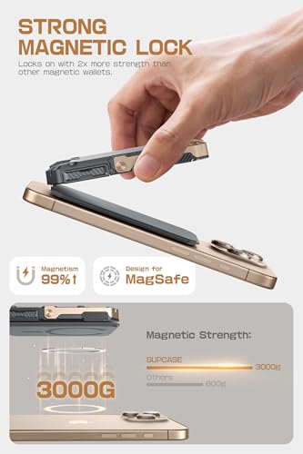 SUPCASE for MagSafe Wallet with Stand, Magnetic Wallet for Men, [Hold 5 Cards] [Adjustable Stand] [RFID Blocking] Phone Stand Credit Card Holder Tripod for iPhone 17/16/15/14/13/12 Series, Desert - color: Desert