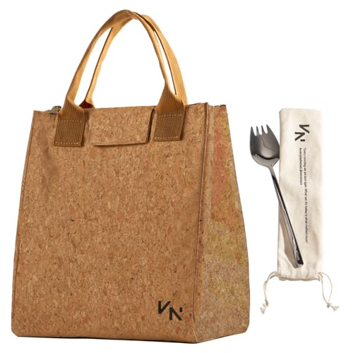 VonNova Women’s Insulated Lunch Bag with Premium 4mm Cooler Insulation, Cute Large 7L Lunch Tote for Office, Durable Small Lunch Box for Women, Stylish Lunchbox for Adults, Teens, Nurses, Teachers - color: brown-cork