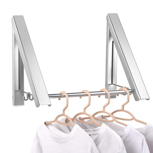 IN VACUUM Clothes Drying Rack Folding Indoor, Folding Drying Racks for Laundry Room Closet Storage Organization, Aluminum, Easy Installation (2 Racks with Rod, Sliver) - color: 2 Racks With Rod Sliver