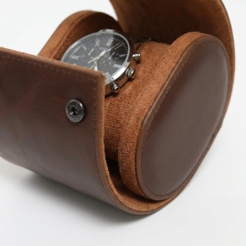 Watch Roll Travel Case for Men & Women – Portable Watch Storage Organizer with Removable Pillows & Solid Dividers, Secure Watch Holder for Home & Travel, Includes Watch Pouch & Cleaning Cloth (1 Slot)