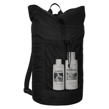 Laundry Bag Backpack Extra Large Travel Laundry Bags with Shoulder Straps Durable Polyster Clothes Hamper Bag for College Laundromat Apartment - color: Black, size: Extra Large
