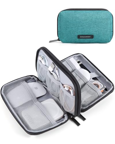 BAGSMART Electronics Organizer Travel Case, Cable Charger Cord Tech Organizer Pouch for Phone Charger Accessories, Bluish Green - color: 04-Bluish Green