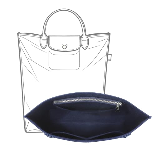 Purse Organizer Insert Compatible with Longchamp Le Pliage M Top Handle Tote Bag, Blue/SM - color: Blue, size: M Tote Bag (Top Handle)