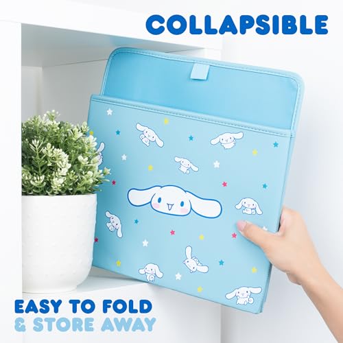 Sanrio Cinnamoroll Car Trunk Organizer & Steering Wheel Cover Set – Cute, Non-Slip, Soft Grip Car Accessories for Women – Collapsible Storage Bin for Groceries, Tools & Travel – 12.5"L x 12.5"W x 9"H - style: Set Cinnamoroll