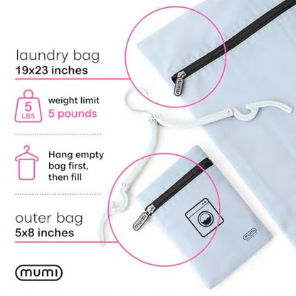 MUMI Travel Laundry Bag – Moisture & Smell-Proof Clothes Bag with Folding Hanger & Outer Pouch | Large Laundry Storage Bag for Suitcase, Gym & Packing | Dirty Clothes Organizer (Black) - color: Black