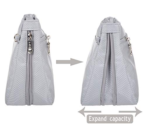 Vercord Expandable Nylon Handbag Purse Organizer Insert Liner Shaper Bag in Bag Beige Grey Medium - color: Beige Grey, size: Medium