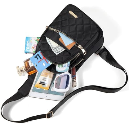 Banelu Small Sling Bag Crossbody Sling Backpack for Women Trendy, Small Crossbody Purse Cross Body Bag for Hiking Traveling - color: O Black