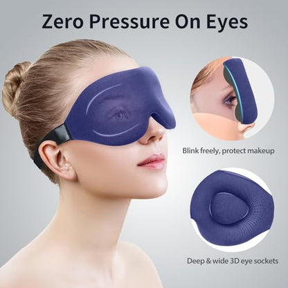 NEWVANGA Sleep Mask for Back and Side Sleeper, Block Out Light, Luxury Sleeping Eye Mask of 3D Night Blindfold, Zero Pressure Breathable Travel Eye Cover Blue - color: Blue