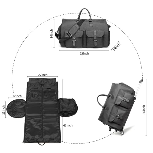 seyfocnia Rolling Garment Bag,Rolling Duffle Bag with Wheels Rolling Garment Bags for Travel with Shoe Pouch Carry On Bag Weekender Bags Garment Duffel Bag for Men or Women-Grey - color: A2-Grey-2P