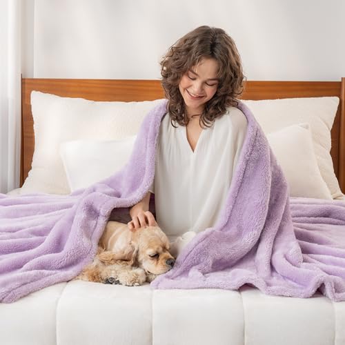 Berkshire Blanket Classic Extra-Fluffy™ Plush Throw Blanket, Soft Fuzzy Fluffy Long Hair Throw Blanket for Couch Sofa Bed, Pastel Lilac Purple, 50x60 Inches - color: Pastel Lilac, size: Throw/Throw XL