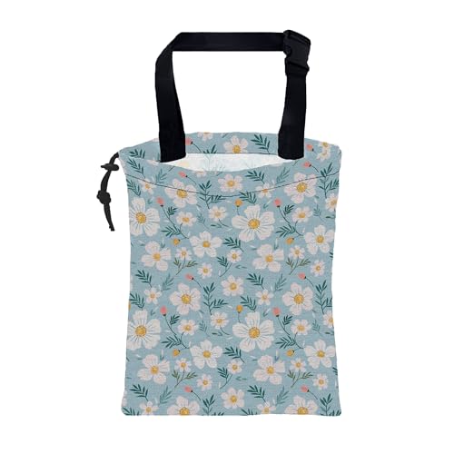 Car Trash Bag Chamomile Flowers and Petals Hanging Drawstring Car Organizer and Storage Bag with Adjustable Buckle Canvas Garbage Bin for Back Seat or Hanging Headrest Car Decor Road Trip Essentials - color: Chamomile Flowers and Petals