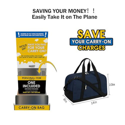 Apenze Small Gym Bag 14 inch lightweight Carry On Mini Duffel Bag for Travel Sport - Navy Blue - color: Navy Blue