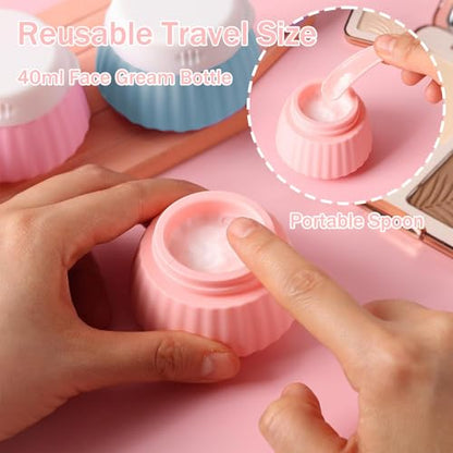 4 Pack Travel Size Silicone Cream Containers, Leak Proof Refillable Toiletry Bottles for Toiletries with 4 Scoops, Labels and Clear Bag, Suitable for Travel Shampoo and Conditioner Bottles (D) - style: D