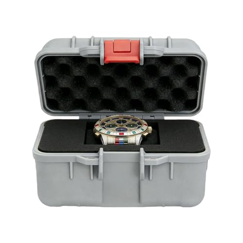 Waterproof & Shockproof Hard Travel Watch Case Storage Box for All Wristwatches & Compatible with Apple Watch Smart Watches (Gray) - color: Gray