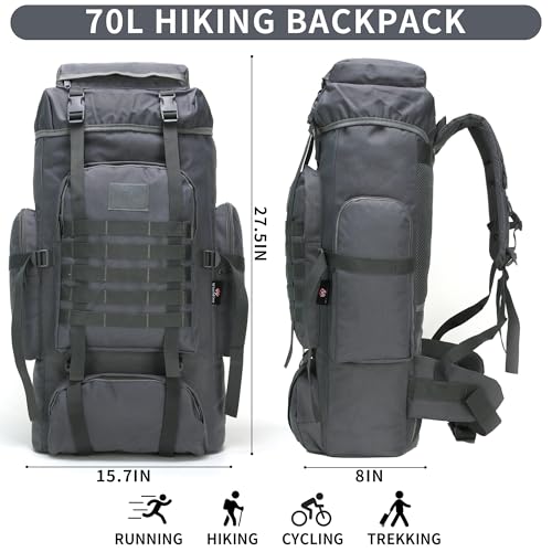 Hiking Backpack for Men 70L/100L Camping Backpack Military Rucksack Molle 3 Days Assault Pack for Climbing | Camping Backpack - color: 70l-gray