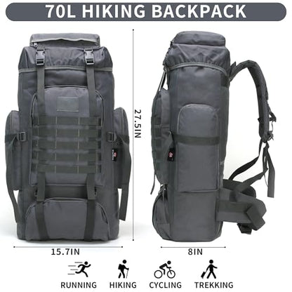 Hiking Backpack for Men 70L/100L Camping Backpack Military Rucksack Molle 3 Days Assault Pack for Climbing | Camping Backpack - color: 70l-gray