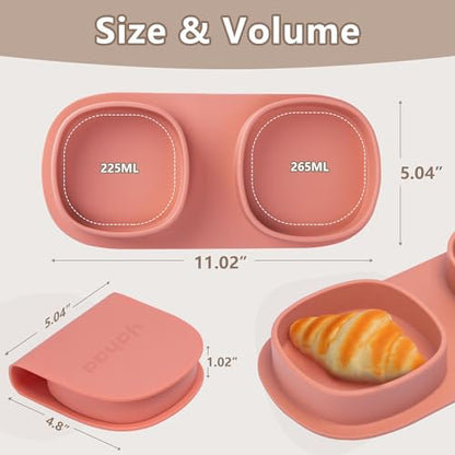 Silicone Foldable Novelty Dinner Plates, Baby Plates Travel Essential with Forks and Spoons, Microwave & Dishwasher Safe, Watermelon - color: Watermelon, style: No-Suction