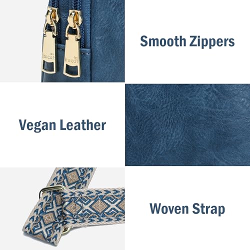 Haytijoe Small Anti Theft Crossbody Bag for Women Faux Leather Lightweight Sling Bags RFID Blocking Fanny Pack for Travel - color: Blue Navy