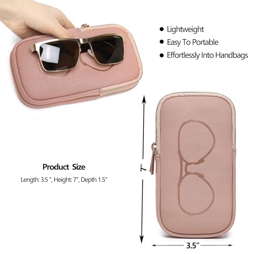 KKP Double Eyeglass Case | Sunglasses Cases with 2 Compartments - color: Pink