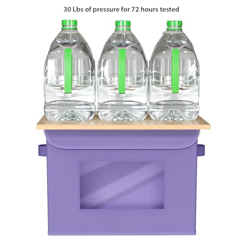 Univivi Storage Bins with Lids [4-Pack] Fabric Lidded Storage Baskets Stackable Closet Storage Bins, Closet Organizers and Storage with Lid & Clear Window for Home, Office, Bedroom (Purple) - color: Purple, size: 17''-4 Pack