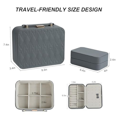 Jewelry Box for Women, Travel Jewelry Organizer Ladies Watch and Jewelry Case Travel Jewelry Case for Necklaces. (Grey) - color: Grey-2