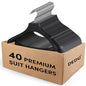 DEDU Suit Hangers for Men 40 Pack, Black Coat Hangers Extra Wide Non Slip Width 17.7", Thick Plastic with Pants Bar & Metal Hook - color: Black, size: 40 Pack