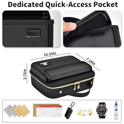 Travel Sunglasses Organizer Case with Adjustable Dividers for 6 Pairs-Portable Eyeglasses Storage Box for Men & Women