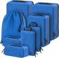 Well Traveled 8 pcs Compression Packing Bags Cubes Set with HybridMax Double-Capacity Design - Packing Cubes for Travel Compression to Maximize Limited Luggage Space, Blue - color: Blue, size: 8-piece