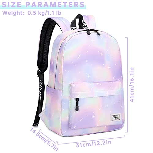 mygreen Kids Backpack, Kawaii Girls Backpack for School Ages 8-12 - color: Purple Blue,14 Inch Laptop