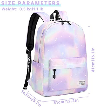 mygreen Kids Backpack, Kawaii Girls Backpack for School Ages 8-12 - color: Purple Blue,14 Inch Laptop