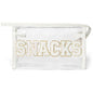 Y1tvei SNACKS Clear Makeup Bag - Preppy Patch White Chenille Varsity Letter Transparent PVC Large Cosmetic Pouch Portable Waterproof Travel Organizer Toiletry Compliant Carry Bag for Women Girl(White) - color: White SNACKS White