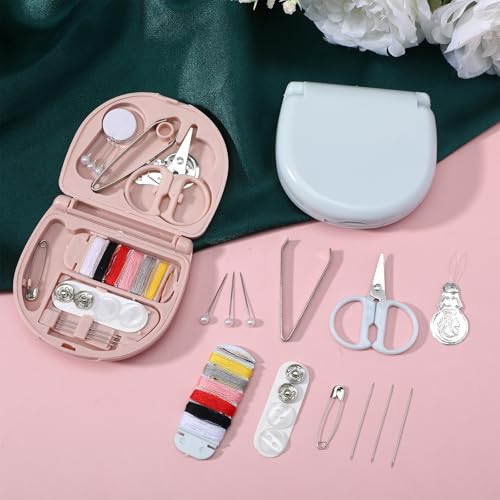 Jxiwfvl 2PCS Mini Sewing Kit Travel Sewing Kit with Scissors, Travel Emergency Portable Repair Kits DIY Supplies Beginner Friendly with Scissors, Threads, Needles