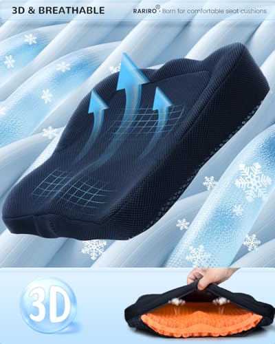 Thickened Gel Seat Cushion, Egg Gel Chair Pads for Wheelchair Pressure Coccyx Sciatica Pain Relief, Cooling Desk Seat Cushion for Kayak, Car, Office Chair Long Sitting[Orange-2.75"] - color: Orange, size: 16.9*14.5*2.75in